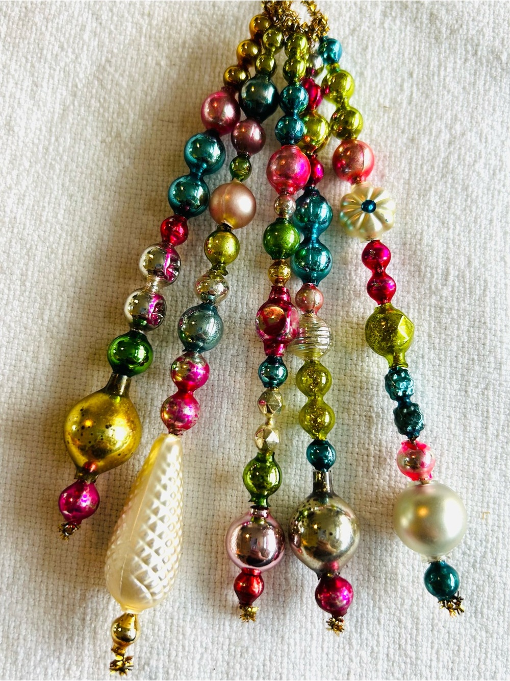 Vintage repurposed mercury glass  bead, icicle holiday Christmas ornaments